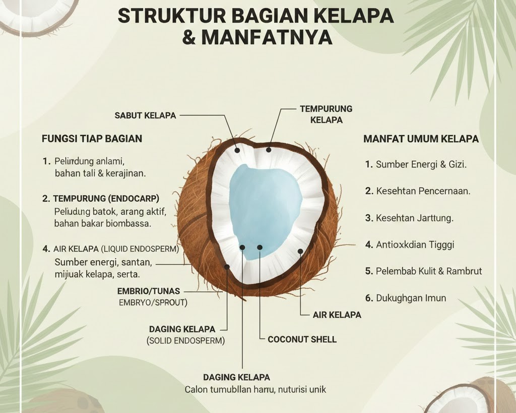 struktur bagian kelapa dan manfaatnya