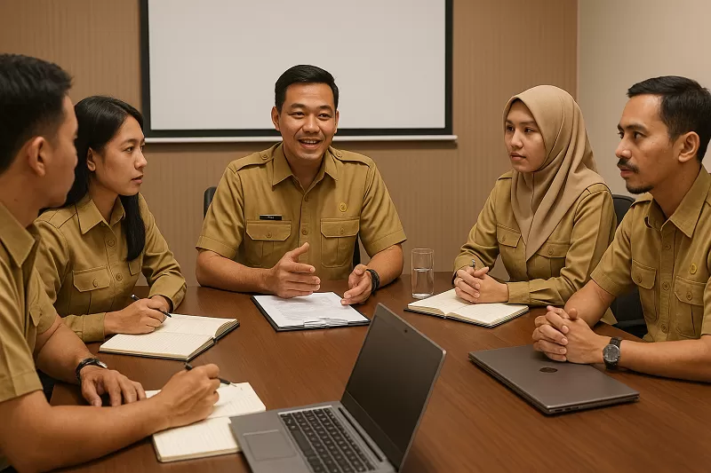 Ilustrasi pegawai negeri sipil memahami regulasi pensiun PNS terbaru sebelum memasuki masa purnatugas
